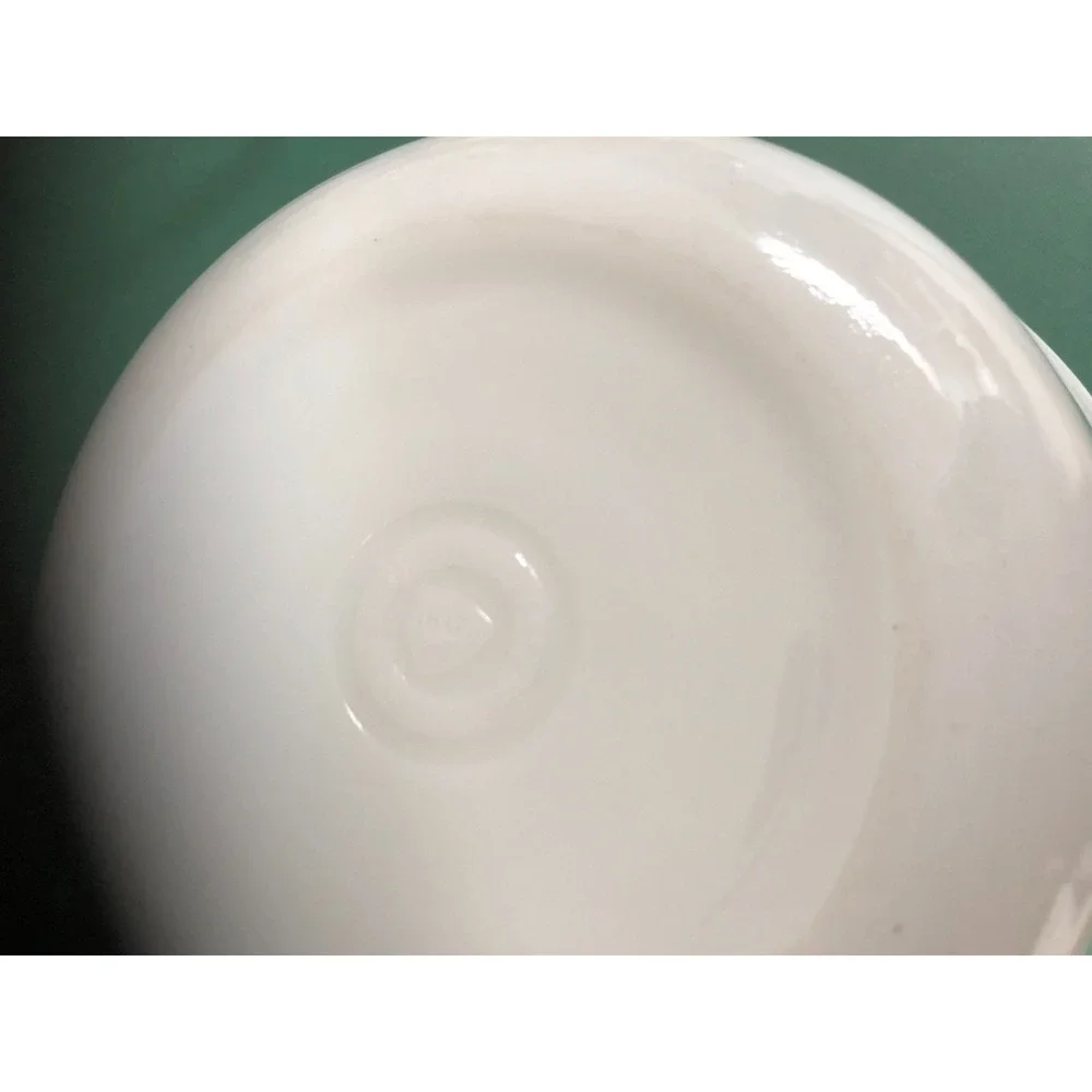 Vintage Federal White Milk Glass Oven Ware Double Band F Shield 9